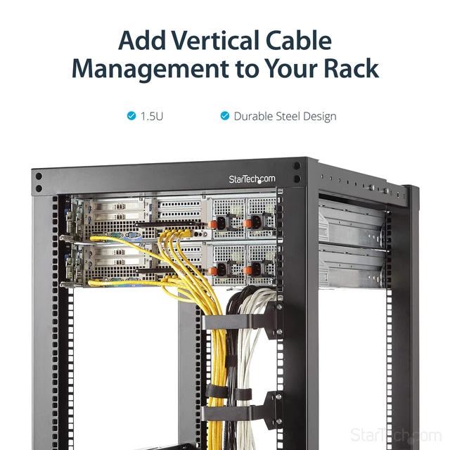 Alt view image 2 of 7 - 1.5U Multi-Directional Cable D-Ring Hook for Racks (CMHOOKMW) | 2.4 x 3.9in steel ring, 6 x 10cm, Fits 2 and 4-post racks, Wide front opening, EIA RS-310-D, Reduces strain