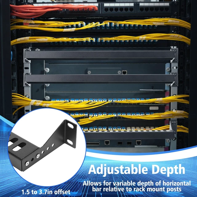 Alt view image 6 of 7 - 2 Pcs 1u 19 Inch Rack Mount Cable Management Horizontal Bracket 24 Slot Adjustable Depth Horizontal Network Cable Lacing Cross Support Bar for Patch Panels/Switches