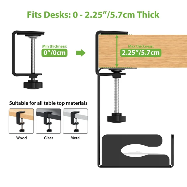 Alt view image 7 of 7 - Under Desk Cable Management Tray 32 in, Metal Cable Holder, Black | Open Frame Cable Raceways, No Drill Clamp/Screw Mount, Cord Organizer for Home Office & Standing Desk