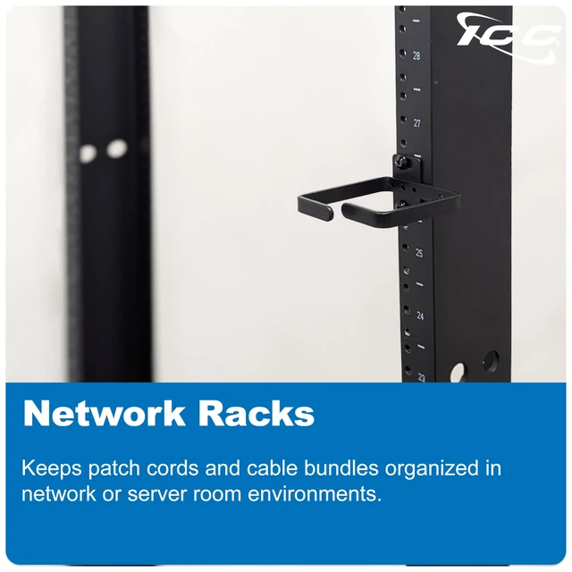 Alt view image 7 of 7 - 3-Inch Metal Cable Management Ring, Vertical Rack/Wall, 10-Pack | Structured cabling organizer, patch cord routing, wiring bundle support, equipment installations, keeps pathways organized