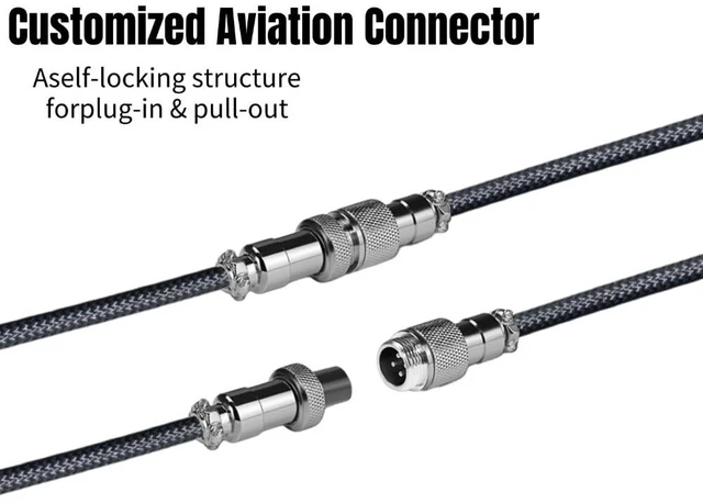 Alt view image 5 of 6 - USB C Coiled Keyboard Cable - Gaming Keyboard Coil Cord,Custom Type Braided Mechanical Cable with Detachable Metal Aviator Wire, 1.5M USB-C to USB-A, Computer Decoration Wire Black