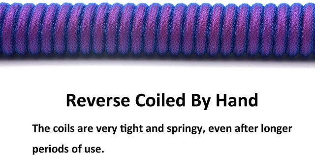 Alt view image 4 of 7 - Reverse Coiled USB-C Keyboard Cable, Double-Sleeved Mechanical Keyboard Cable with Detachable Metal Aviator, 5FT USB-C to USB-A (Laser)