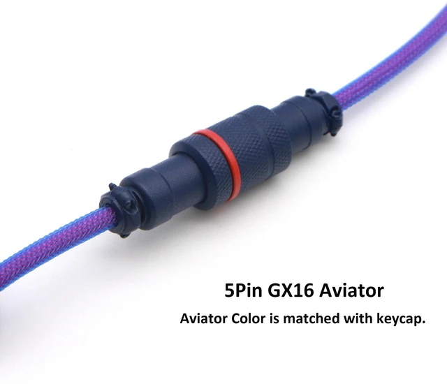 Alt view image 6 of 7 - Reverse Coiled USB-C Keyboard Cable, Double-Sleeved Mechanical Keyboard Cable with Detachable Metal Aviator, 5FT USB-C to USB-A (Laser)