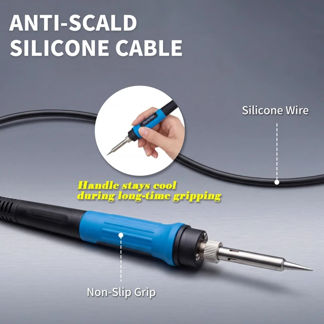 Alt view image 5 of 7 - 80W Temperature ControlledDigital Soldering Station Kit | Soldering Iron Kit with 9 Accessories, Ceramic Core, 194896°F, Auto Sleep, Helping Hands