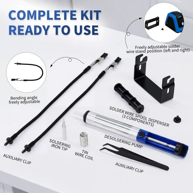Alt view image 7 of 7 - 80W Temperature ControlledDigital Soldering Station Kit | Soldering Iron Kit with 9 Accessories, Ceramic Core, 194896°F, Auto Sleep, Helping Hands