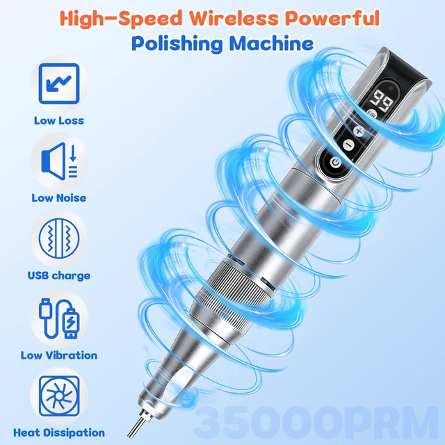 Alt view image 5 of 7 - Cordless Mini Polisher Kit with 11 Heads, 35000 RPM,USB Rechargeable | Polishing Set for Resin, Acrylic and Jewelry - Smooth Edges, Clean After Repairs, Remove Stains - Case and Guide