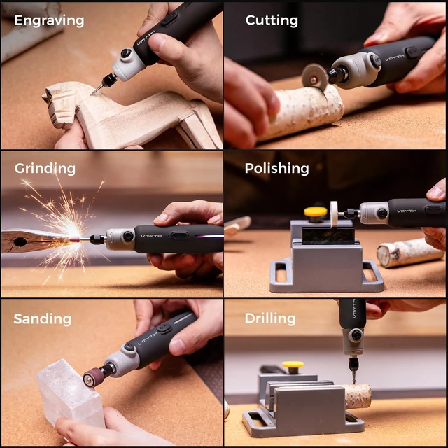 Alt view image 7 of 7 - Cordless Engraving Pen, Brushless Rotary Tool Kit with RGB Display | 8-Speed 22,000 RPM, 3 Collet Sizes (2.35/3/3.2mm), 67-Piece Kit for Metal Wood Glass Jewelry, Type-C Rechargeable