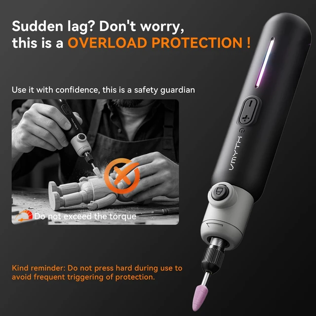Alt view image 5 of 7 - Cordless Engraving Pen, Brushless Rotary Tool Kit with RGB Display | 8-Speed 22,000 RPM, 3 Collet Sizes (2.35/3/3.2mm), 67-Piece Kit for Metal Wood Glass Jewelry, Type-C Rechargeable