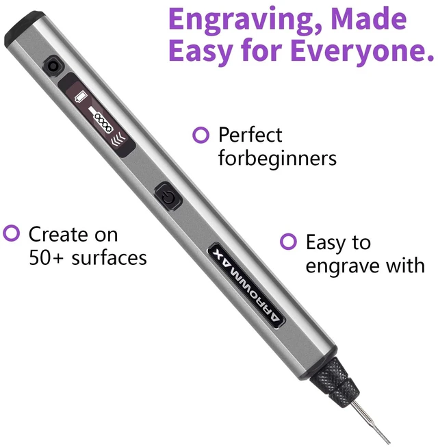 Alt view image 2 of 7 - Mini Cordless Rotary Tool Kit, 5 Speed, 30000 RPM, 42 Bits | Engraving Pen with Aluminum Case, for 3D Printer Sanding, Polishing, Drilling, Carving, DIY Crafts, Type-C Charging Port