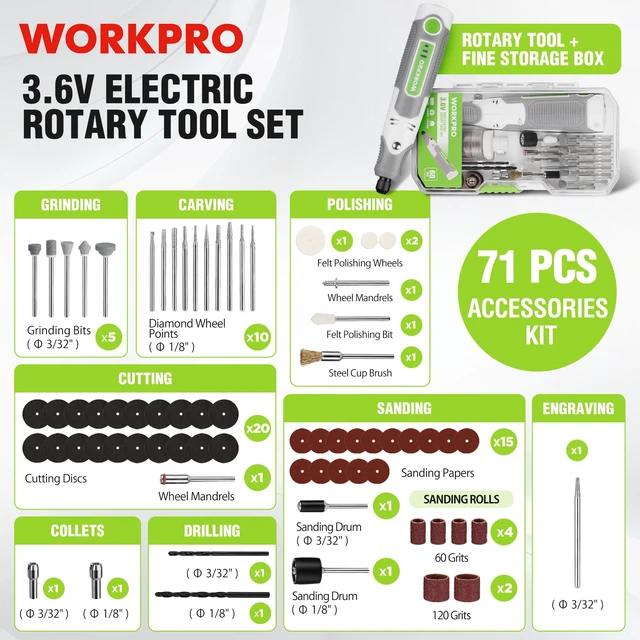 Alt view image 2 of 7 - Cordless Rotary Tool, 71PCS Kit for Carving, Polishing & DIY Crafts | 12000-17000RPM, USB-C Rechargeable, Lightweight, 3-Speed, Ergonomic Handle, 3D Printer Engraving & Drilling