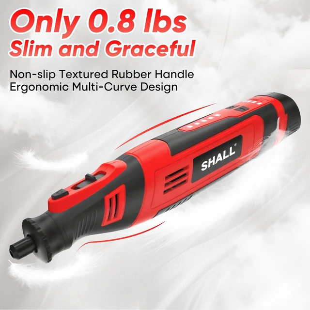 Alt view image 5 of 7 - 8V Cordless Rotary Tool Kit, Lightweight 2.5 Ah Battery Rechargeable Dog Nail Grinder w/ 122 Accessories, 5-Speed Power Rotary Tool for Sanding, Carving, Polishing, Engraving, Pet Grooming