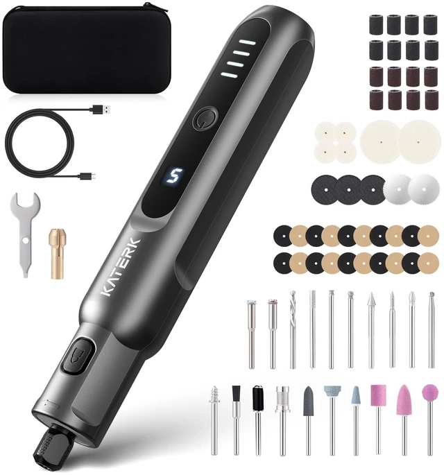 Main image of 3.7V Mini Cordless Rotary Tool, 5-Speed 70 Pcs Kit for Crafts DIY | Rechargeable 2500mAh, USB-C, LED Light, Small Handheld Rotary Tool for Etching, 3D Printed Sanding, Carving, Polishing