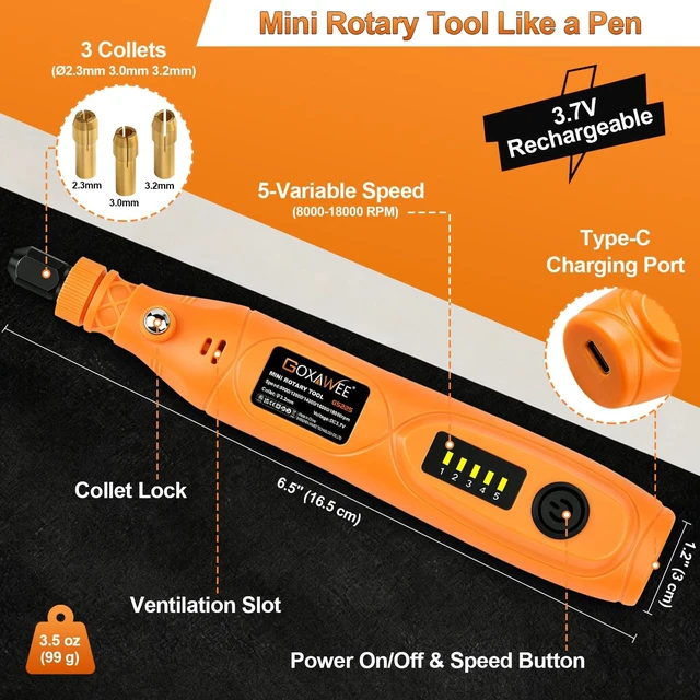 Alt view image 2 of 7 - Mini Cordless Rotary Tool Kit, 110Pcs for DIY Crafts & 3D Prints | 5 Variable Speed Rechargeable Wireless Small Grinder Drill Set for Crafting Sanding Engraving Cutting Grinding Polishing