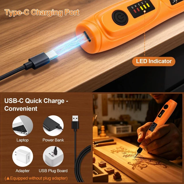 Alt view image 6 of 7 - Mini Cordless Rotary Tool Kit, 110Pcs for DIY Crafts & 3D Prints | 5 Variable Speed Rechargeable Wireless Small Grinder Drill Set for Crafting Sanding Engraving Cutting Grinding Polishing