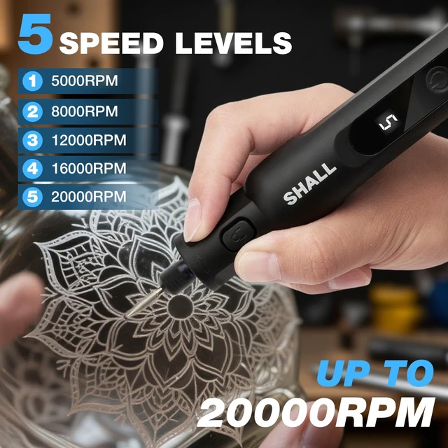 Alt view image 2 of 7 - Cordless Rotary Tool Kit, 3.7V Mini Rotary Tool with 5 Speed and 104 Accessories, Multi-Purpose Power Engraving Tool for Sanding, Cutting, Carving, Drilling, Polishing, DIY Crafts - Type-C