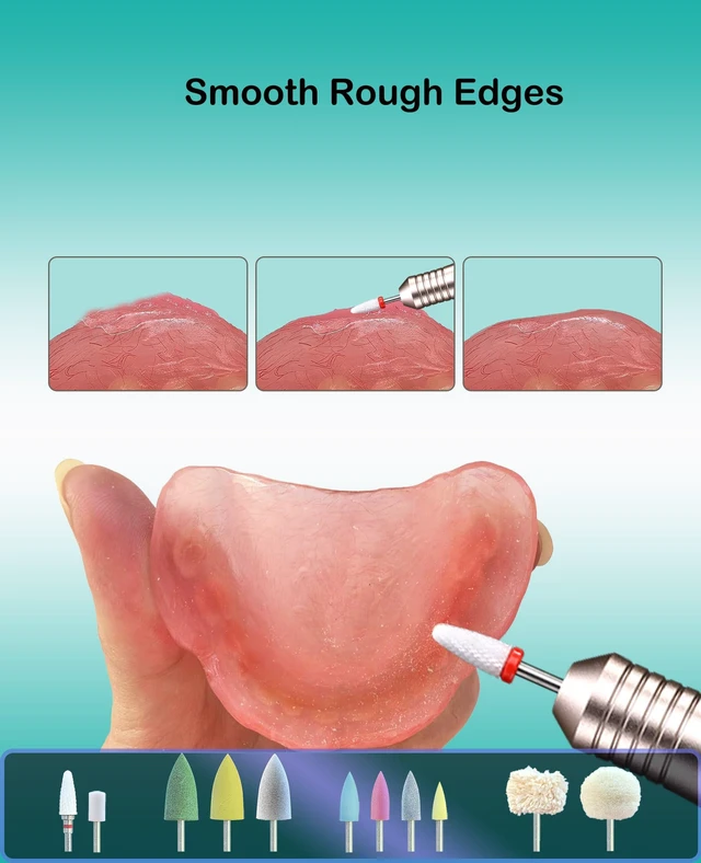 Alt view image 3 of 7 - Cordless Polishing & Repair Tool Kit for Acrylic Resin Appliances | File Rough Edges | Smooth Sore Spots | Polish After Repair & Reline | Improve Fit | USB Rechargeable | Easy for Seniors