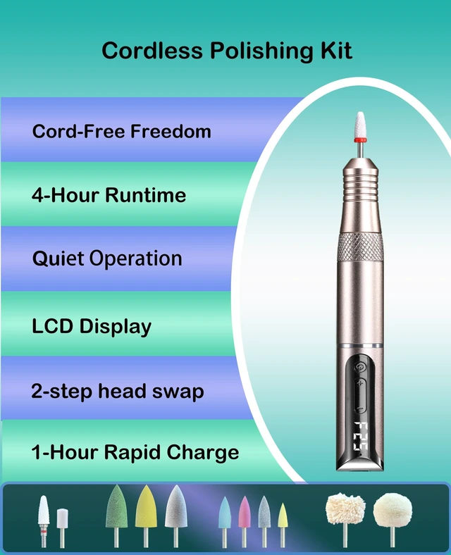 Alt view image 7 of 7 - Cordless Polishing & Repair Tool Kit for Acrylic Resin Appliances | File Rough Edges | Smooth Sore Spots | Polish After Repair & Reline | Improve Fit | USB Rechargeable | Easy for Seniors