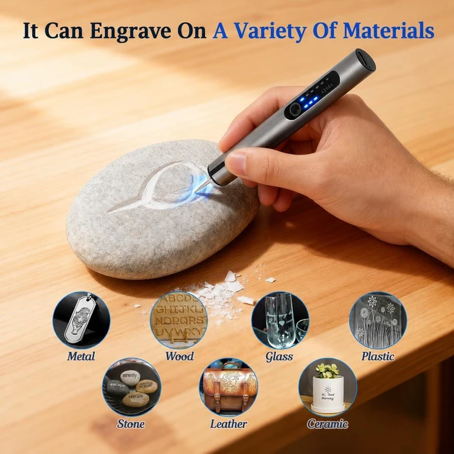 Alt view image 6 of 7 - Engraving Pen, USB Rechargeable Cordless Rotary Tool with 51 Bits & LED Light, Electric Engraver for Metal, Wood, Glass, Plastic, Ceramic, DIY Craft Engraving Tool Kit for Personalized Gifts