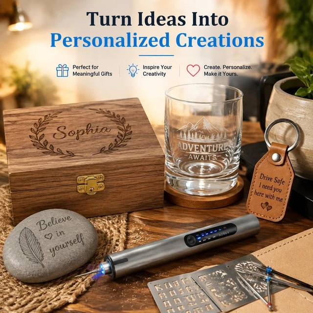 Alt view image 7 of 7 - Engraving Pen, USB Rechargeable Cordless Rotary Tool with 51 Bits & LED Light, Electric Engraver for Metal, Wood, Glass, Plastic, Ceramic, DIY Craft Engraving Tool Kit for Personalized Gifts