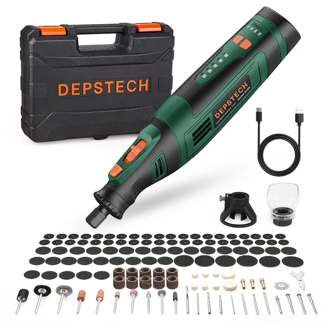 Main image of Cordless Rotary Tool Kit, 8V 2.0Ah Rechargeable Battery, 30000RPM | 127Pcs Accessories, 5 Variable Speed Power Carving Tools, Shield Attachment, for Sanding Polishing Drilling Cutting DIY Craft