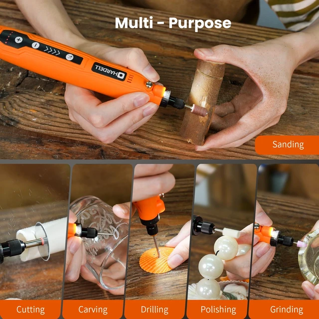 Alt view image 4 of 7 - Mini Cordless Rotary Tool, 5-Speed 129pcs Gift Kit for DIY Crafts | 5,000-18,000 RPM, 0.3LB Engraving Pen, LED Work Light for Sanding, Polishing, Engraving, Drilling & 3D Printing