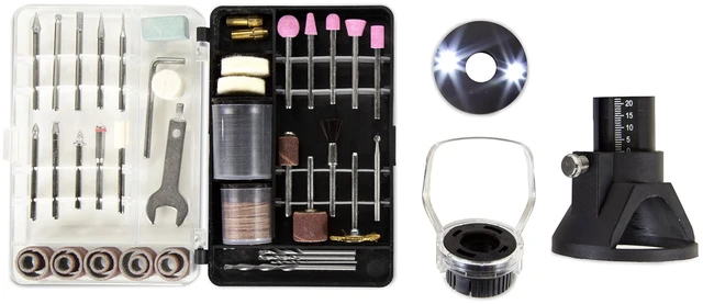 Alt view image 5 of 6 - 23114 1.4-Amp High-Powered Variable Speed Rotary Tool with Cutting Guide, LED Collar, 100+ Accessories, Carrying Case and Flex Shaft