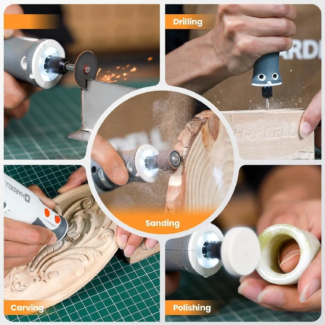 Alt view image 6 of 7 - 8V Cordless Rotary Tool Kit, 5-Speed with 80Pcs & 28000RPM, for DIY | Cordless rotary tool ,5 variable speeds,80 accessories,sanding, polishing, engraving, grinding ,drilling& DIY projects