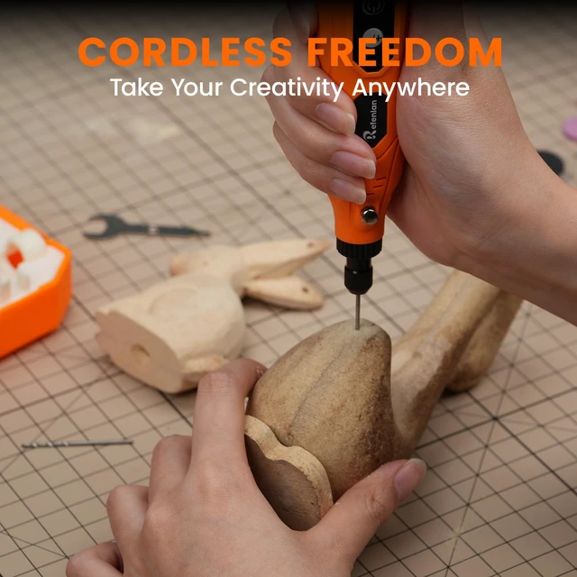 Alt view image 6 of 7 - 4V Mini Cordless Rotary Tool Kit, 5-Speed 18000RPM, 109Pcs(Orange) | Type-C Charging, Lightweight, for Engraving, Drilling, Sanding, Grinding, 3D Printing Model Polishing