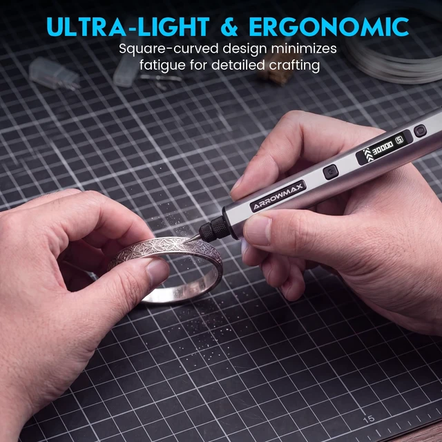 Alt view image 3 of 7 - 5-Speed Wood Carving Engraving Pen for Metal Glass Plastic | Cordless Engraver Pen Tool with 30 Bits Engraver Rotary Tool Kit DIY Craft Unique Gifts for Women Teenage Adults