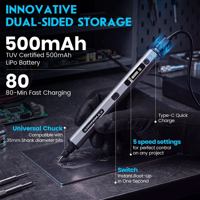 Alt view image 5 of 7 - 5-Speed Wood Carving Engraving Pen for Metal Glass Plastic | Cordless Engraver Pen Tool with 30 Bits Engraver Rotary Tool Kit DIY Craft Unique Gifts for Women Teenage Adults