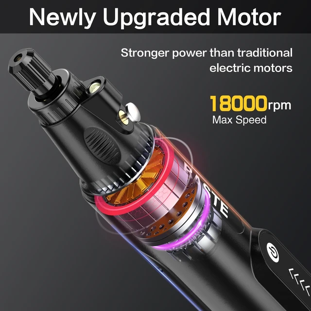 Alt view image 3 of 7 - Mini Cordless Rotary Tool, 5-Speed 18000 RPM, 109Pcs Accessories | 2000mAh, USB-C Charging and LED Light for 3D Printing, DIY Crafts, Sanding, Polishing, Drilling, Etching, Engraving