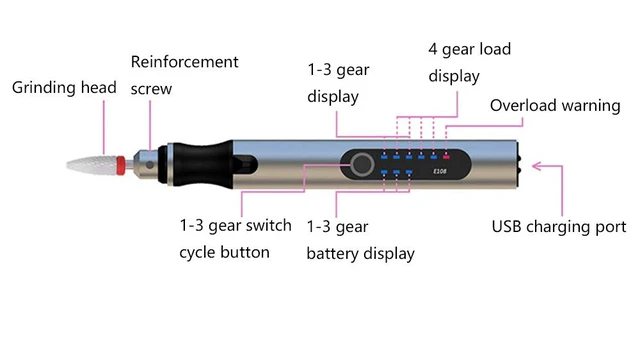 Alt view image 2 of 5 - Rechargeable cordless Electric Micro Engraver Pen Mini DIY Engraving Tool Kit for Metal Glass Ceramic Plastic Wood Jewelry with 30 Bits and 16 Stencils and 1 Scriber Pen