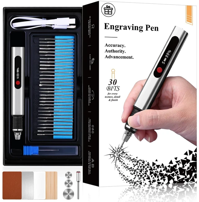 Main image of Cordless Engraving Pen for Metal Wood Glass Plastic, Engraving Tool 44Kits, 5 Speeds Up to 30000RPM, 500mAh USB Rechargeable Engraver Kit Craft Gifts for Teens Adults Beginner with Guide Book (Metal)