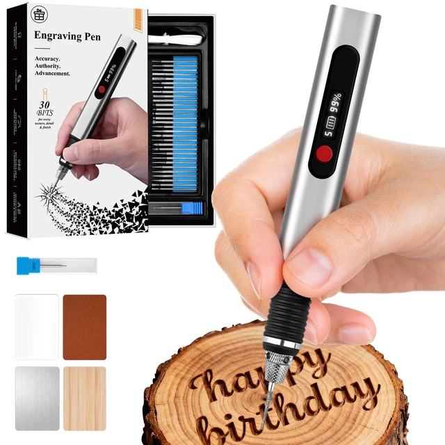 Alt view image 2 of 7 - Cordless Engraving Pen for Metal Wood Glass Plastic, Engraving Tool 44Kits, 5 Speeds Up to 30000RPM, 500mAh USB Rechargeable Engraver Kit Craft Gifts for Teens Adults Beginner with Guide Book (Metal)
