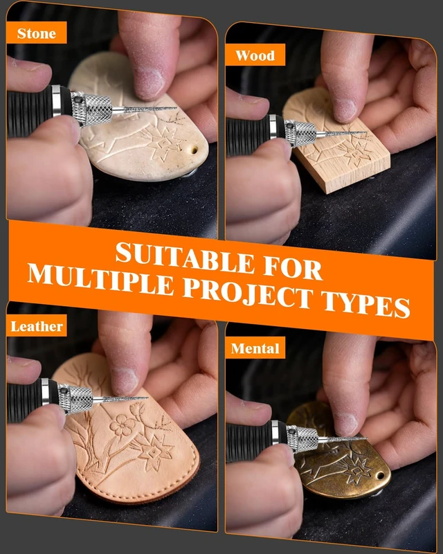 Alt view image 7 of 7 - Cordless Engraving Pen for Metal Wood Glass Plastic, Engraving Tool 44Kits, 5 Speeds Up to 30000RPM, 500mAh USB Rechargeable Engraver Kit Craft Gifts for Teens Adults Beginner with Guide Book (Metal)