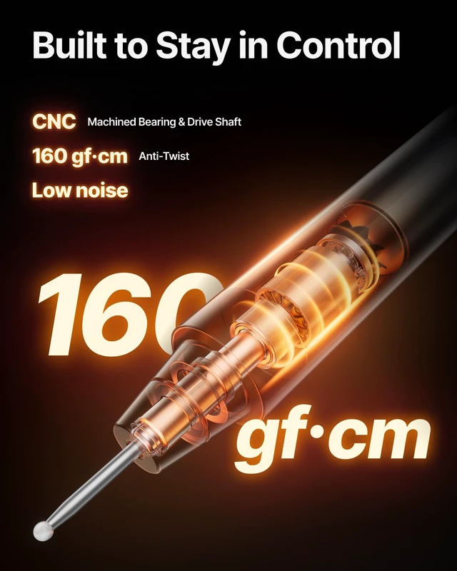 Alt view image 3 of 7 - Engraving Pen, Cordless 5-in-1 Rotary Tool for All Materials | 50+ surfaces include glass; 12,00025,000 RPM 5-speed motor; 160 gf·cm of anti-twist torque;