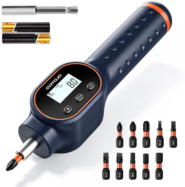 Main image of Digital Torque Screwdriver, 7.08-70.8 in-lb, 1/4 Drive with S2 Bits | ±2% Accuracy, Magnetic Bits, Buzzer Alerts and 999 Data Records for Maintenance, Electronics and Bike Repair