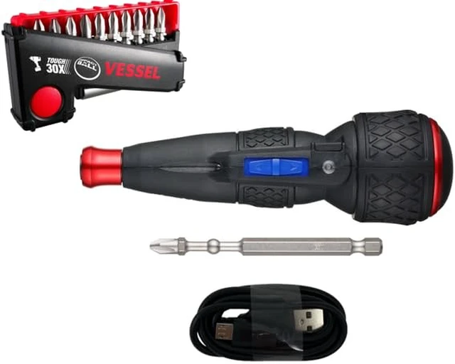 (US Model) VESSEL e-ASSIST Screwdriver Higher Torque w/11pc Bit Set ...