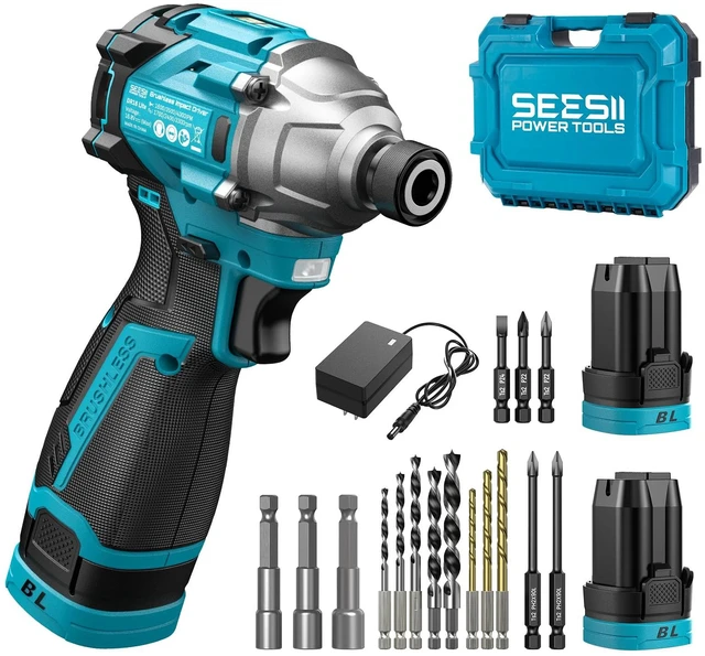 Main image of 16.8V Impact Driver Kit 1/4", 1327In-lbs Cordless Impact Driver Set | 2×2.0Ah Batteries, 150N.m Max Brushless Power Impact Driver, 16Pcs Drill Bits, 0-3300RPM Variable Speed