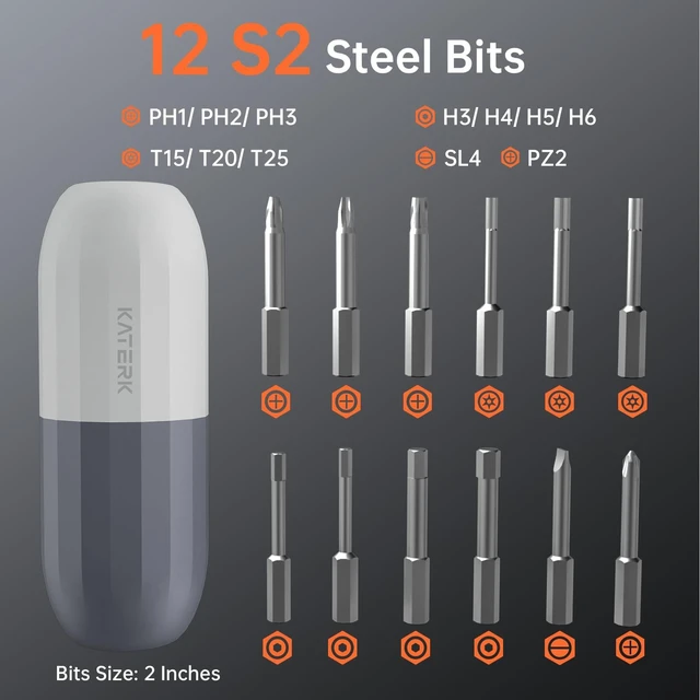 Alt view image 2 of 7 - 1500mAh Electric Screwdriver Cordless Rechargeable Power Screwdriver | 3 Torques, 12 S2 Bits 4V Screwdriver with LED Light & Magnetic Storage Case for Furniture Home Repair, Portable & Lightweight