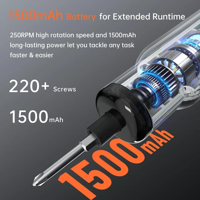 Alt view image 3 of 7 - 1500mAh Electric Screwdriver Cordless Rechargeable Power Screwdriver | 3 Torques, 12 S2 Bits 4V Screwdriver with LED Light & Magnetic Storage Case for Furniture Home Repair, Portable & Lightweight
