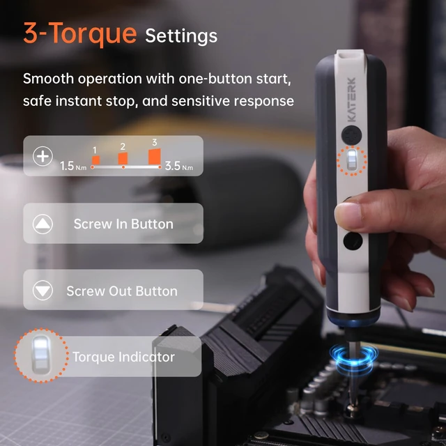 Alt view image 4 of 7 - 1500mAh Electric Screwdriver Cordless Rechargeable Power Screwdriver | 3 Torques, 12 S2 Bits 4V Screwdriver with LED Light & Magnetic Storage Case for Furniture Home Repair, Portable & Lightweight