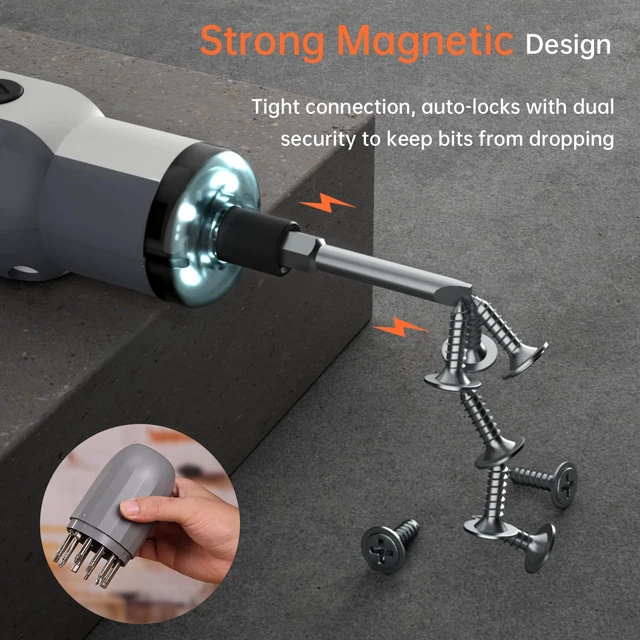 Alt view image 5 of 7 - 1500mAh Electric Screwdriver Cordless Rechargeable Power Screwdriver | 3 Torques, 12 S2 Bits 4V Screwdriver with LED Light & Magnetic Storage Case for Furniture Home Repair, Portable & Lightweight