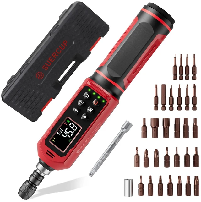 Main image of Digital Torque Screwdriver, 0.8-53.1in-lbs/0.09-6Nm, ±1% Accuracy | Electrician Torque Screwdriver, LED , Buzzer, Vibration, 9 Preset Mode and 5 Units, For Bike, Gunsmithing , Scope Mounting