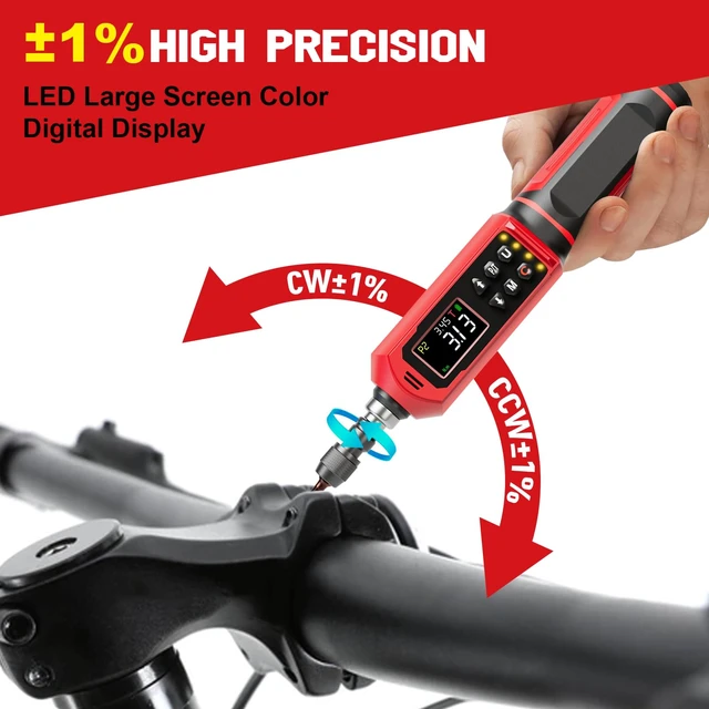 Alt view image 3 of 7 - Digital Torque Screwdriver, 0.8-53.1in-lbs/0.09-6Nm, ±1% Accuracy | Electrician Torque Screwdriver, LED , Buzzer, Vibration, 9 Preset Mode and 5 Units, For Bike, Gunsmithing , Scope Mounting