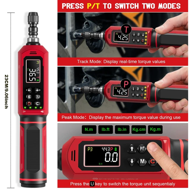 Alt view image 4 of 7 - Digital Torque Screwdriver, 0.8-53.1in-lbs/0.09-6Nm, ±1% Accuracy | Electrician Torque Screwdriver, LED , Buzzer, Vibration, 9 Preset Mode and 5 Units, For Bike, Gunsmithing , Scope Mounting
