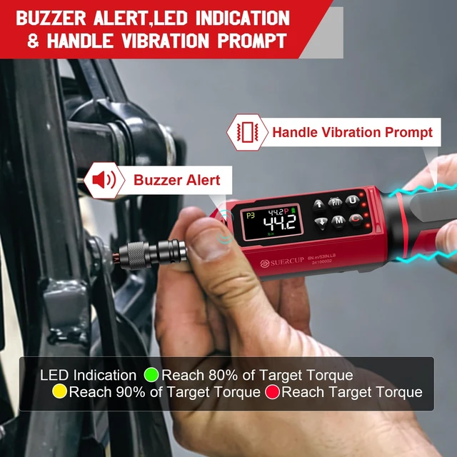 Alt view image 2 of 7 - Digital Torque Screwdriver, 0.8-53.1in-lbs/0.09-6Nm, ±1% Accuracy | Electrician Torque Screwdriver, LED , Buzzer, Vibration, 9 Preset Mode and 5 Units, For Bike, Gunsmithing , Scope Mounting