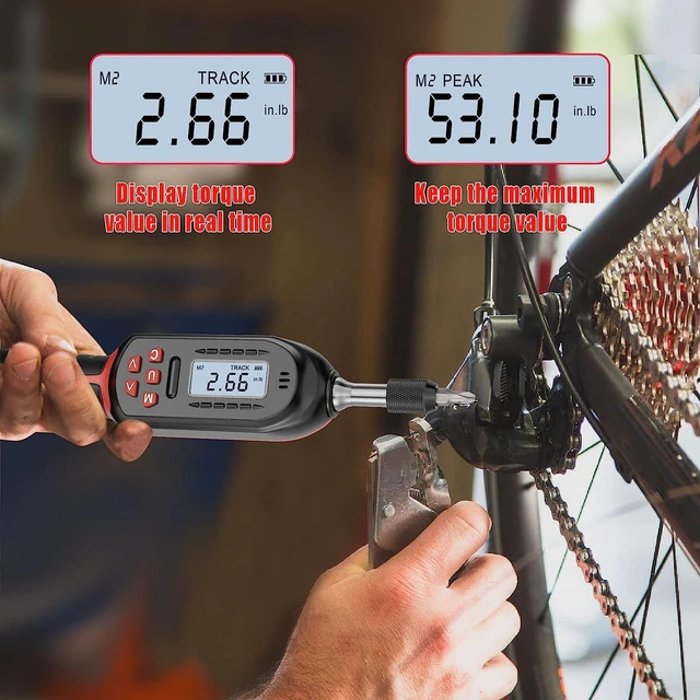 Alt view image 6 of 7 - Torque Screwdriver 1/4" Digital for Gunsmithing, 2.65-53.10 in.lb | ±2% Accuracy, 0.3-6Nm, 1/4" Electronic Screwdriver Torque Wrench Set with 31 S2 Bits,LCD Display & Audible Buzzer for Bike