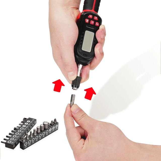 Alt view image 5 of 7 - Torque Screwdriver 1/4" Digital for Gunsmithing, 2.65-53.10 in.lb | ±2% Accuracy, 0.3-6Nm, 1/4" Electronic Screwdriver Torque Wrench Set with 31 S2 Bits,LCD Display & Audible Buzzer for Bike