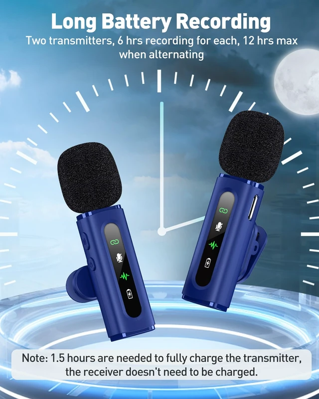 Alt view image 6 of 6 - USB C Lavalier Microphone Wireless Mini Mic for Type-C Android Phone/Tablet/PC Video Recording Clip-on Mics with Rotatable Clip&Denoise Recording, Ideal for Vlog Tiktok Youtube Content Creator, Blue